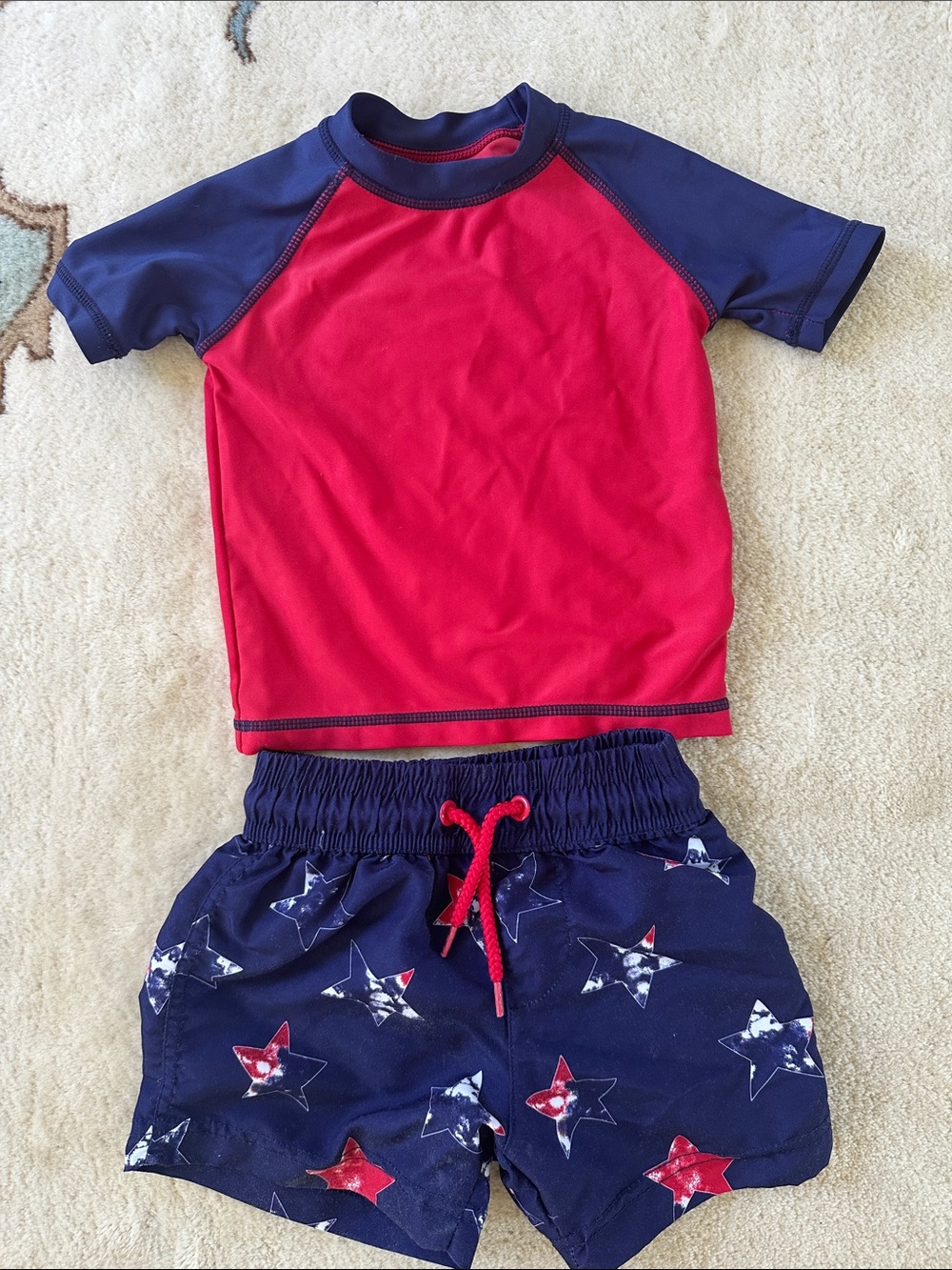 Tommy Bahama Red and Navy Kids Rash Guard Swim Set